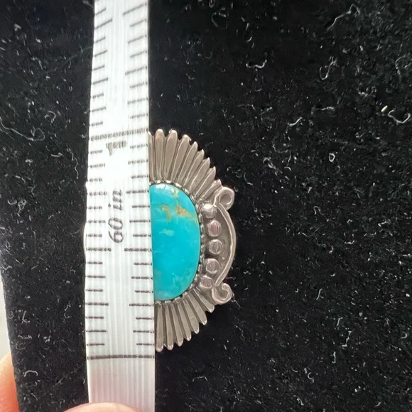 Sterling Silver Turquoise Post Earrings | Southwest Native Style | Signed - Picture 3 of 5